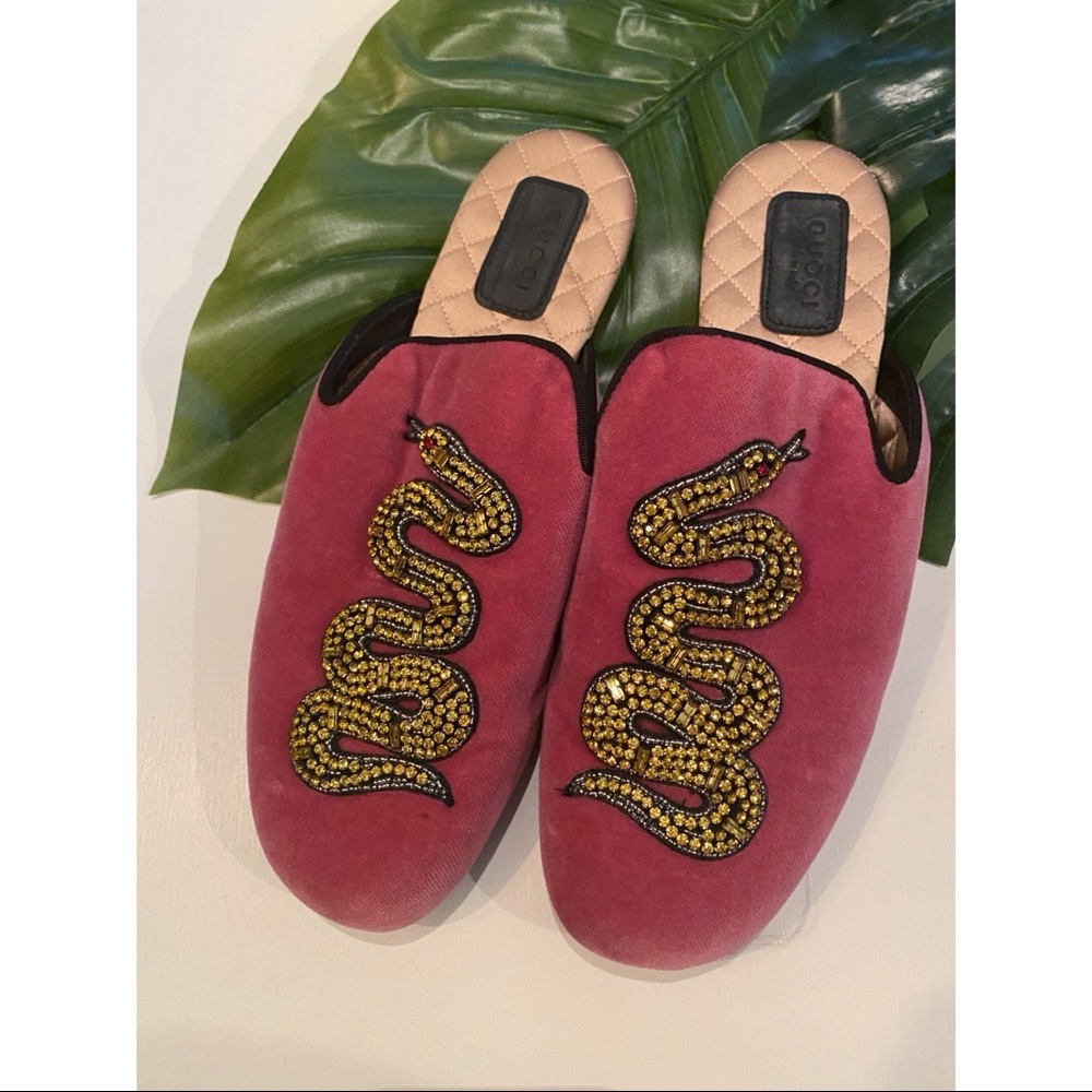 Gucci velvet crystal snake slides - Picture 5 of 6